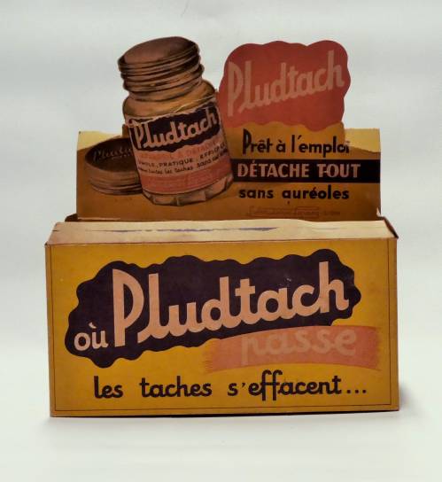 Présentoir de détachant "Pludtach"